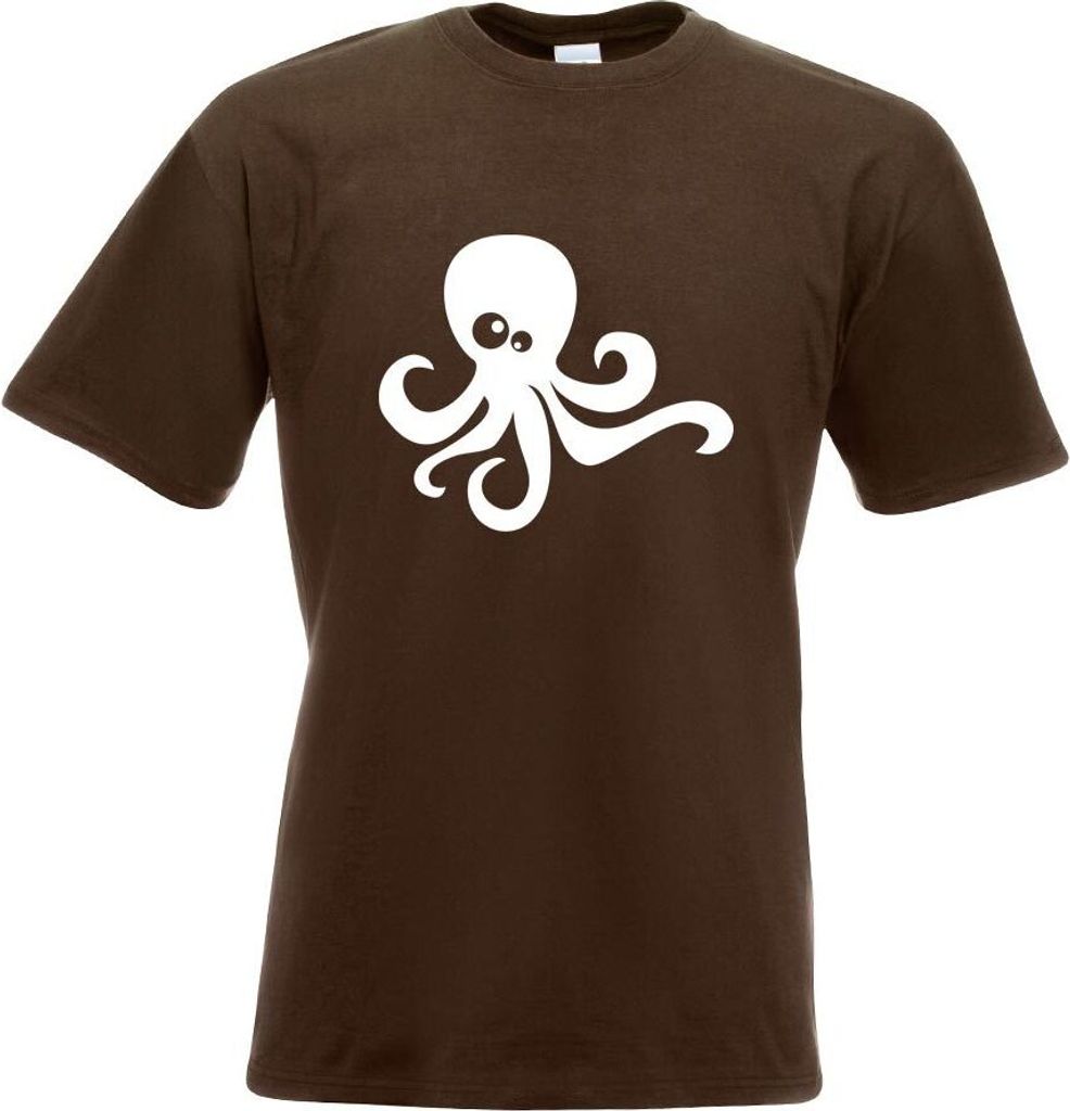 Kiwistar - T-Shirt - Chocolate - Oktopus Comic Motiv Bedruckt Funshirt Design Print - mit Motiv Bedruckt - Funshirt Design - Sport - Freizeit - Her...