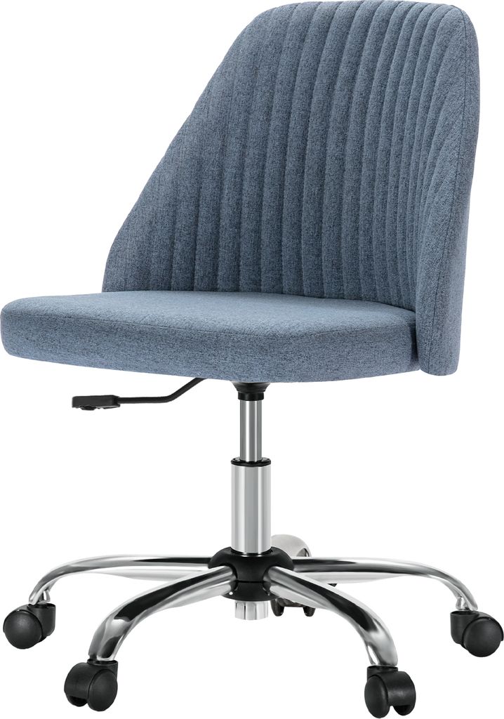 Sweiko Bürodrehstühle,Armlos,Verstellbare Bürostühle mit Rädern,Stoff,Blau