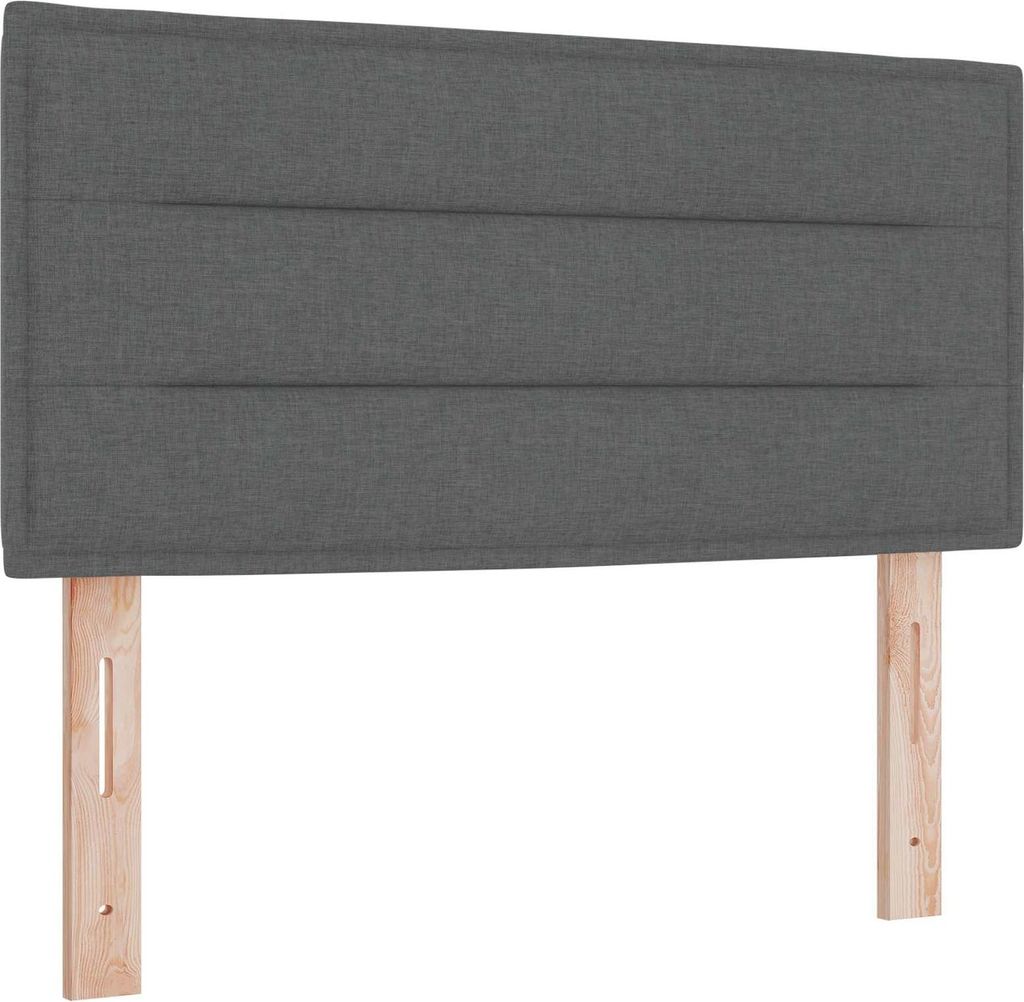 vidaXL LED Kopfteil mit LED-Lichtleisten Dunkelgrau 90 cm Stoff