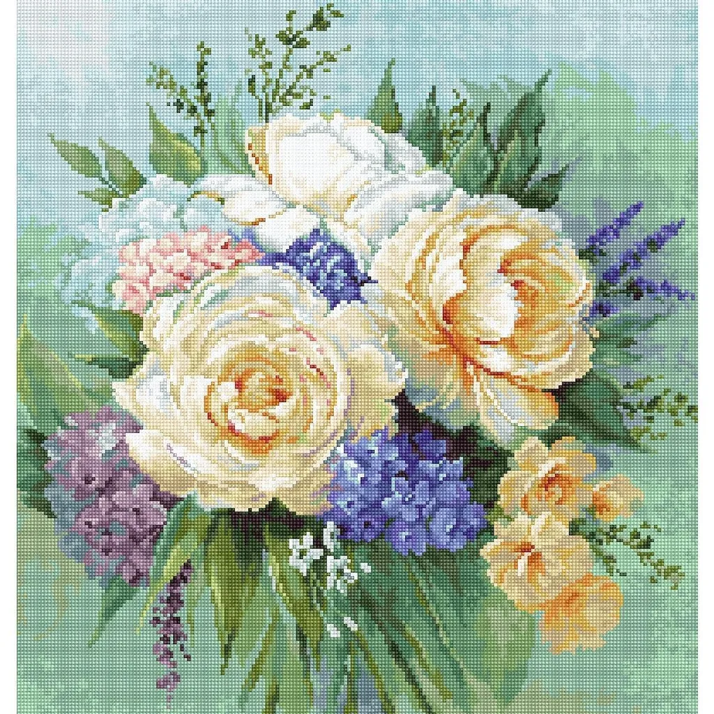Broderie Point de Croix Luca-S Bouquet de Fleurs II - 32x33cm Toile Aida