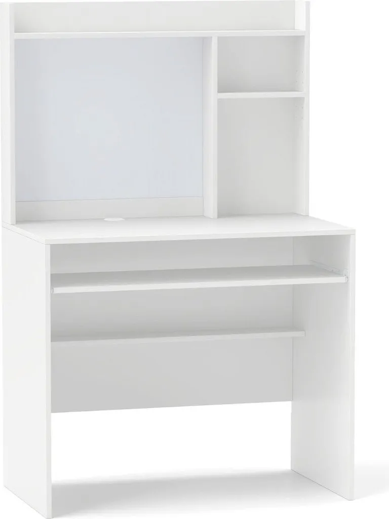 Tavolo PC Bianco Moderno con Lavagna Magnetica e Ripiani Regolabili