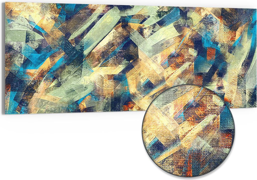 DEQORI Hybrid Leinwand Bild 150x60 cm 'Kreative Wirbel' Wandbild Glas flach modern