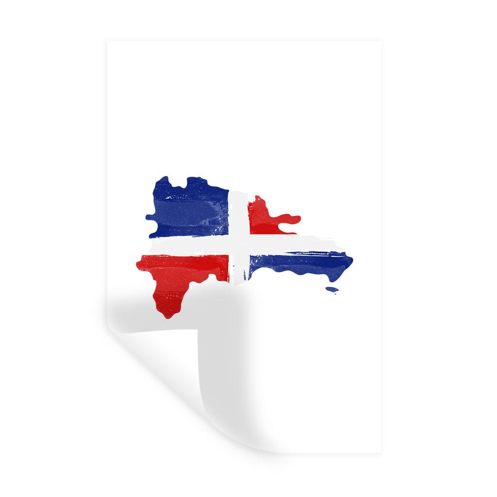 MuchoWow Wandtattoo Wandsticker Wandaufkleber Dominikanische Republik - Karte - Flagge 40x60 cm Selbstklebend und Repositionierbar - Wierderverwe...