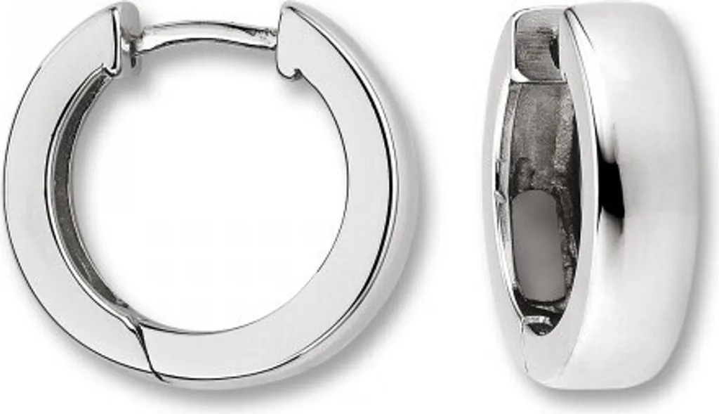 Créoles en argent 925 rhodié 16,3 mm bombées pour femme - Éclat durable