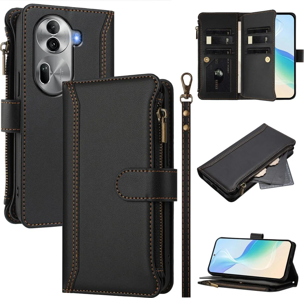 Custodia Oppo Reno11 Pro Urban Style - Nero Finto Cuoio con Cerniera