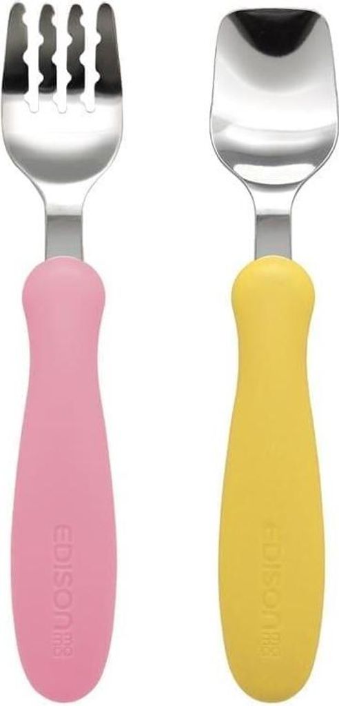 Kinderbesteckset Mango/Pfirsich, ergonomisch, ungiftig, Produktbild 