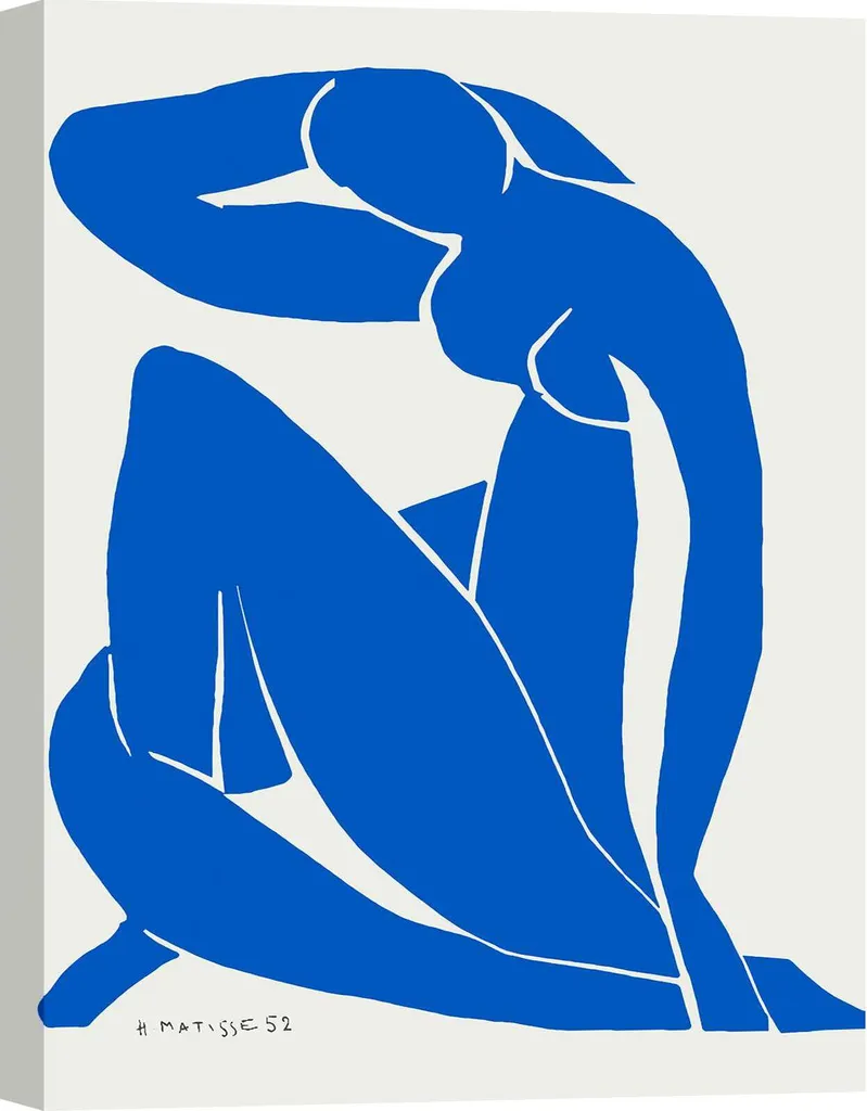 Henri Matisse Nu bleu II Impression d'art sur toile 60x40 cm Qualité Musée