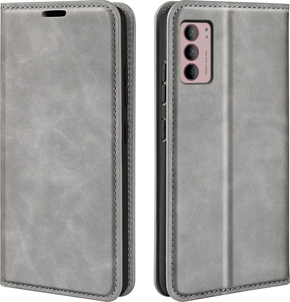 Mobigear Retro Slim Motorola Moto G42 Hülle Klapphülle Geldbörse - Grau