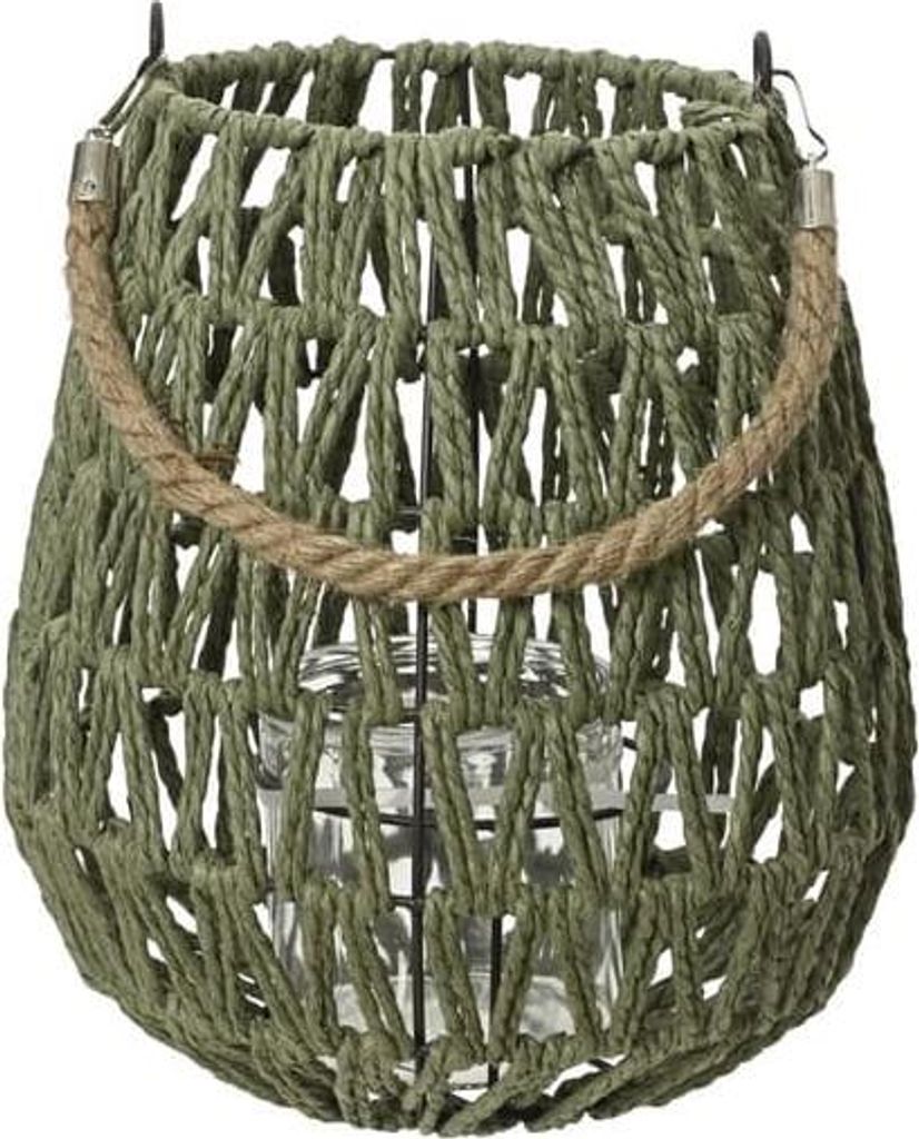 Windlicht - aus Papierseil - ca. 27 cm - grün