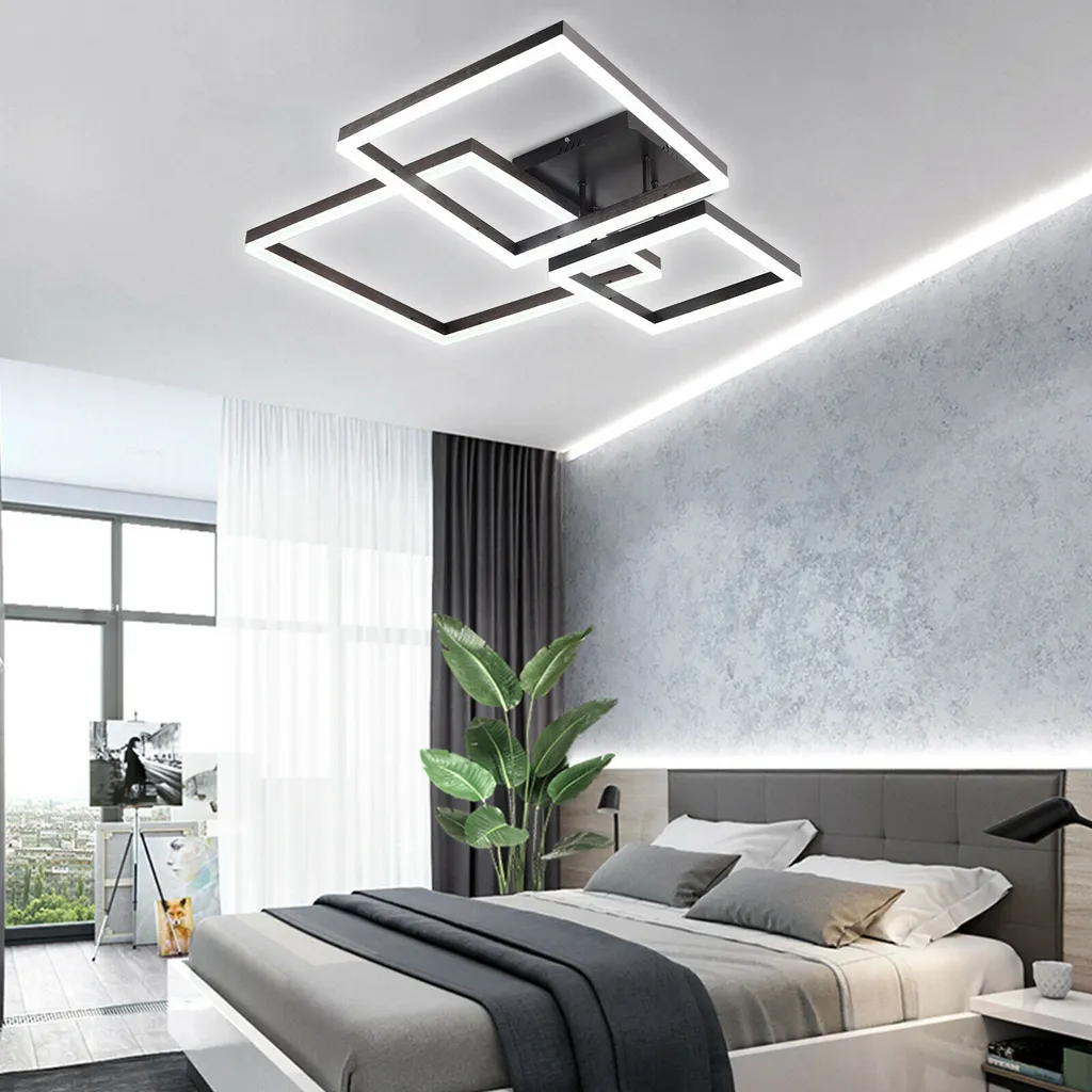 Plafonnier LED Créatif à Intensité Variable - Lustre Moderne 3 Carrés - 3
