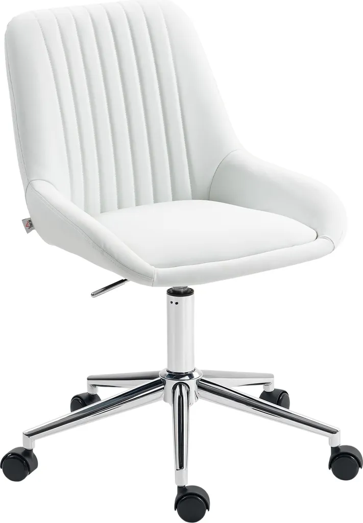HOMCOM Fauteuil de bureau sans accoudoirs ergonomique réglable blanc