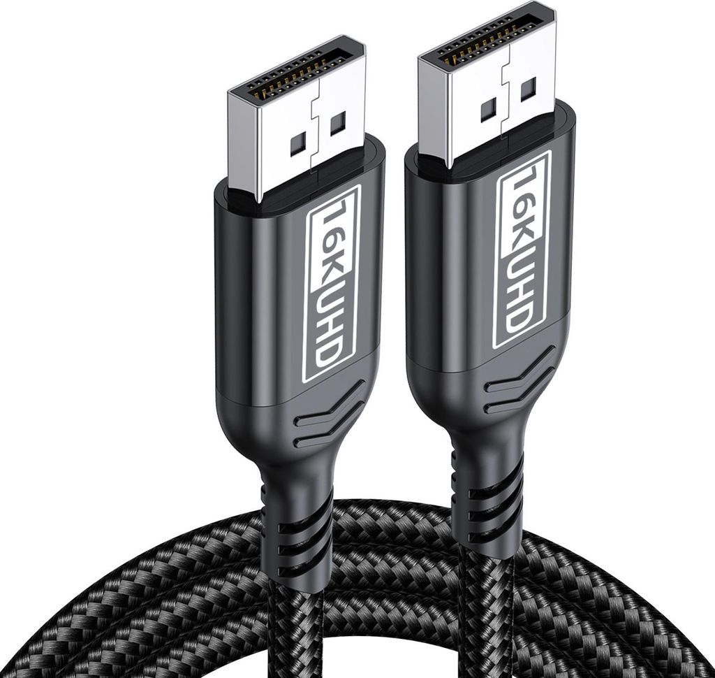 DisplayPort Kabel 2.1 1M-DP Kabel Unterstützt 16K@60Hz, 10K@60Hz, 8K@120Hz, 4K@240Hz/165Hz/144Hz, 2K@360Hz/240Hz, 80Gbps, HDR, DSC1.2a, FreeSync, ...