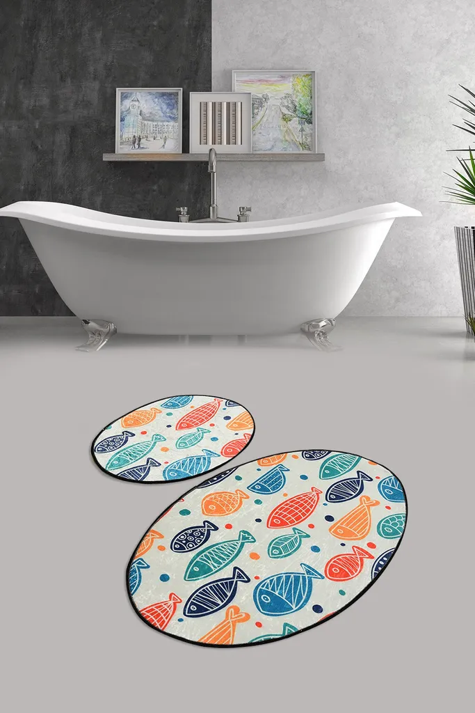 Mijolnir Fish CHL1544 Tapis de Bain Multicolore 700g/m² Micropolyamide