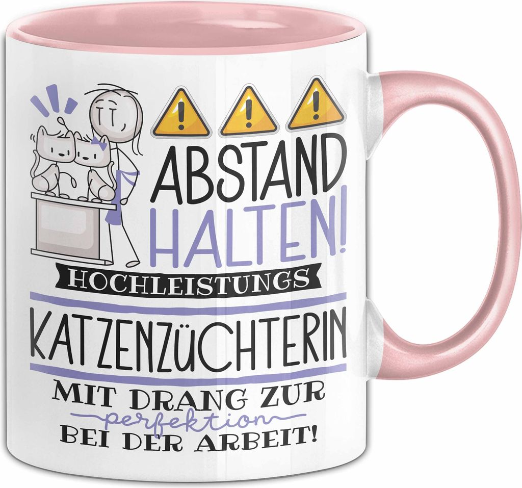 Katzenzüchterin Tasse Geschenk Lustig Abstand Halten Produktbild 