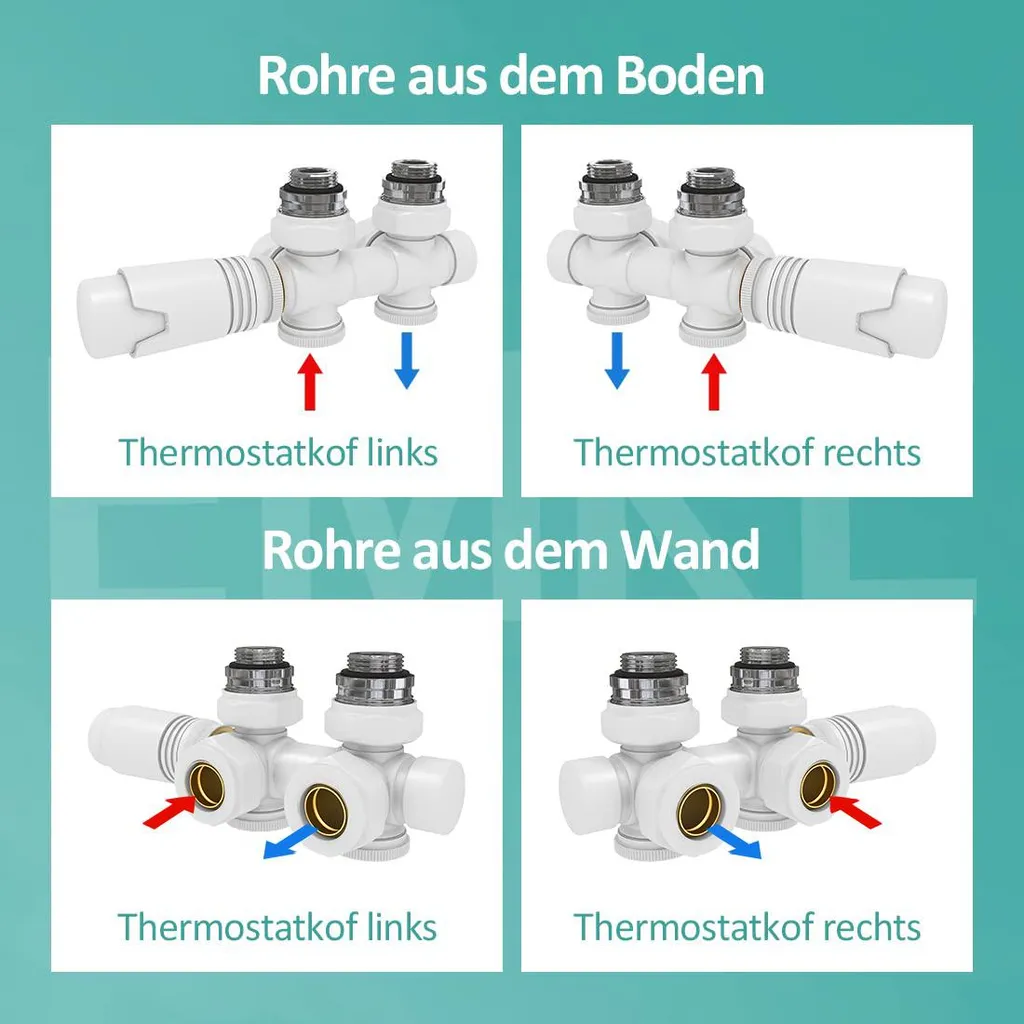Solution Raccord Radiateur Fuite et Régulation Thermostat Blanc EMKE - 3