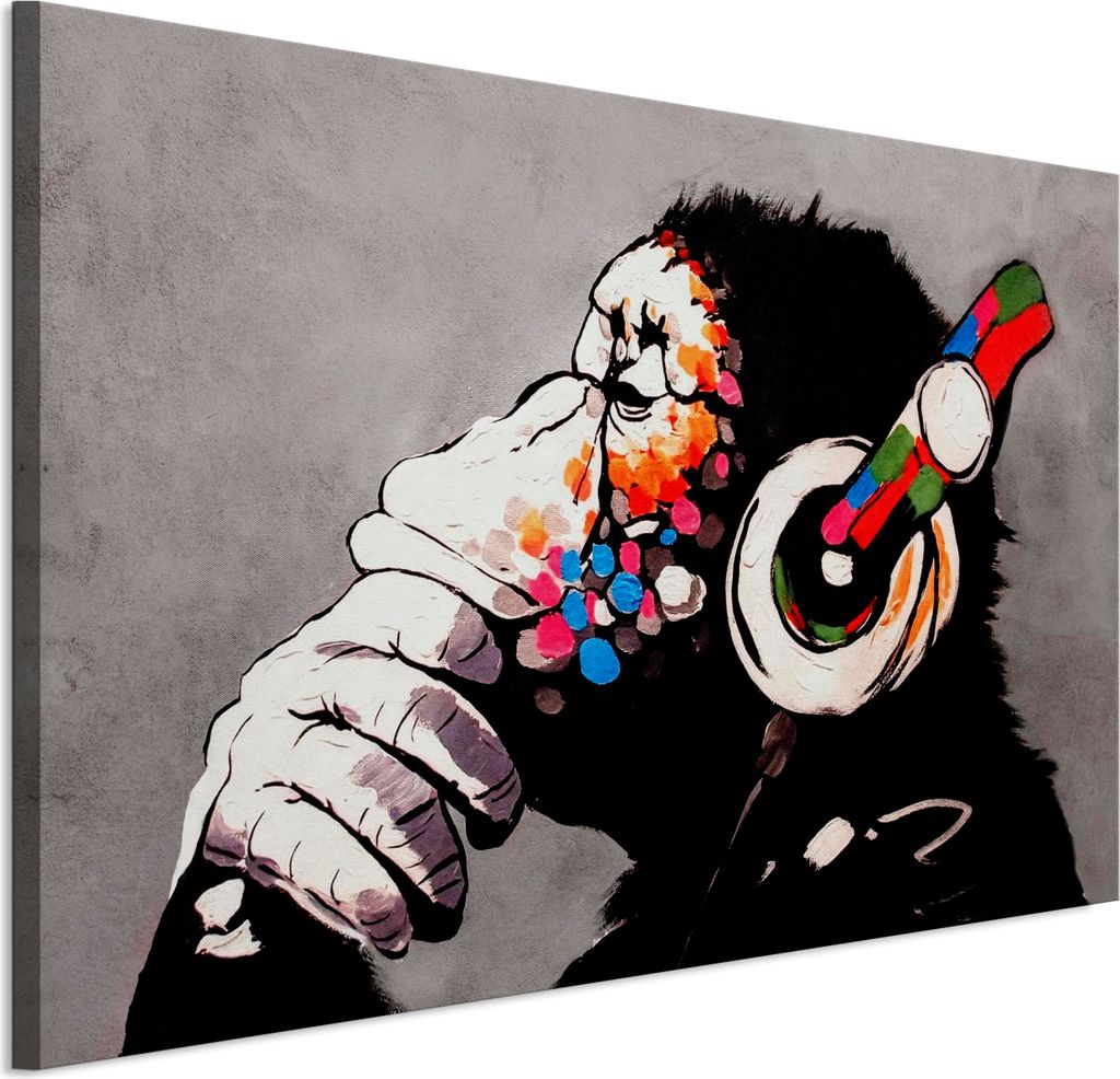 LUMASOUL Leinwand Bilder, Leinwandbild Natur Motiv, Wandbilder Holzrahmen und Webstuhl Wohnzimmer und Schlafzimmer, Bilder 120x80 cm Banksy