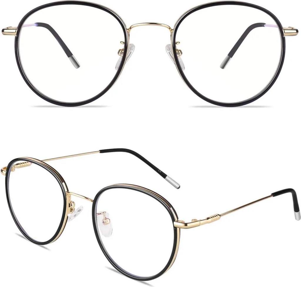 Lunettes anti lumière bleue GQUEEN rondes et monture dorée chic