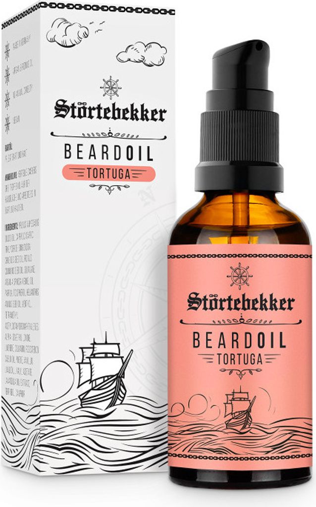 Störtebekker Premium Bartöl Tortuga - Bartpflege Öl Herren für die tägliche Bartpflege - 50 ml Pumpspender - Angenehmer Duft - Vegan Beard Oil
