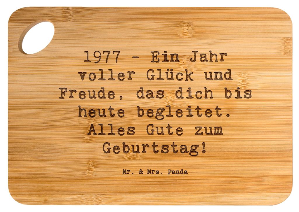 Mr. & Mrs. Panda Holzbrett Spruch 1977 Geburtstag - Transparent - Geschenk, Geschenkideen, Liebe, Frühstücksbrett, Alter, Happy Birthday, Glückw...