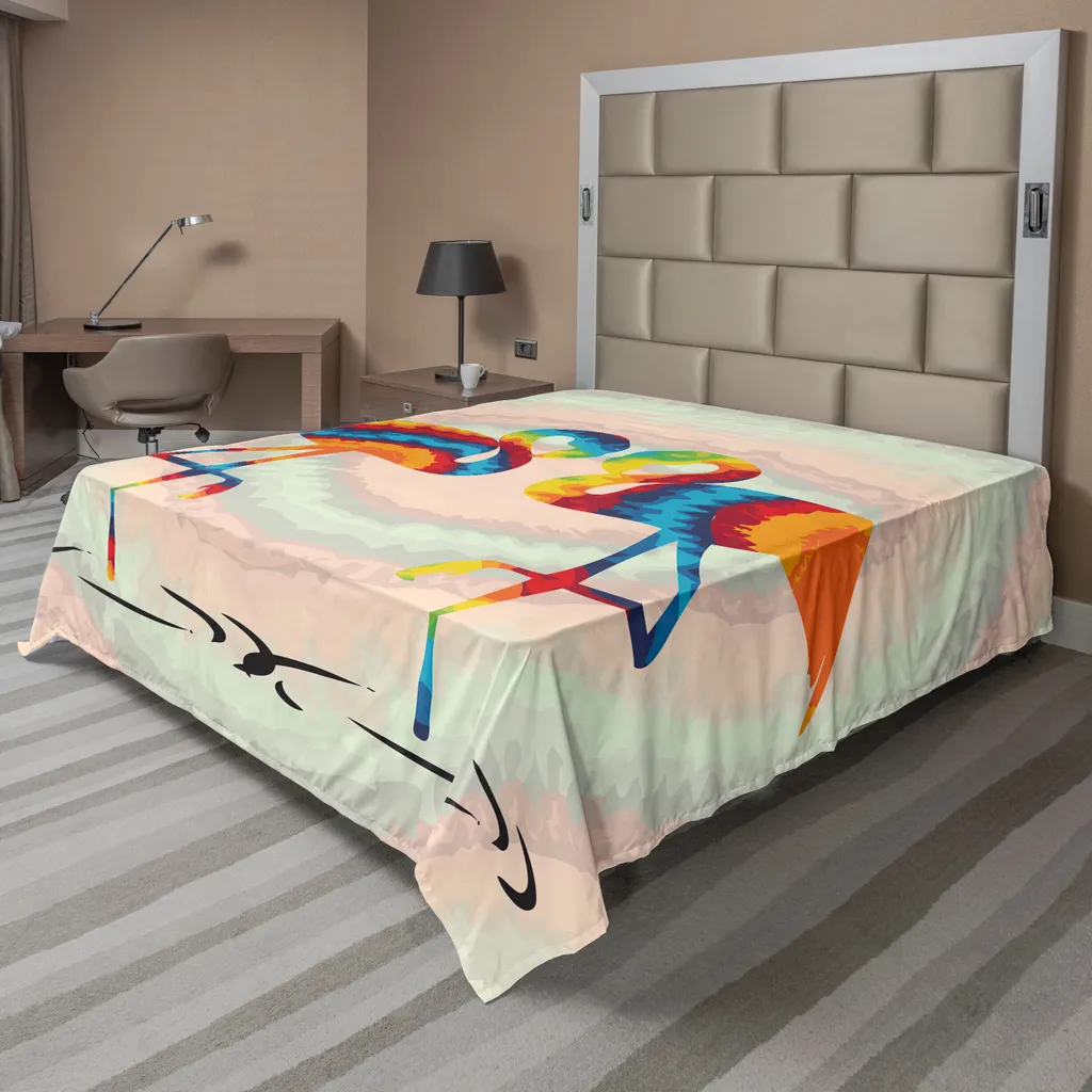 Lenzuolo Decorativo 275x260 ABAKUHAUS Uccelli Esotici Multicolore