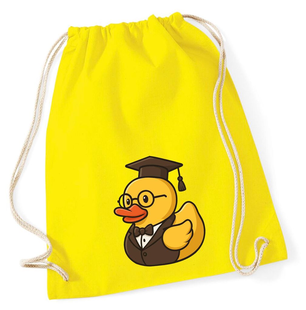 Huuraa Turnbeutel Quietscheente Professor Gummiente Lehrer 12 Liter Yellow Baumwolle Rucksack Geschenkidee