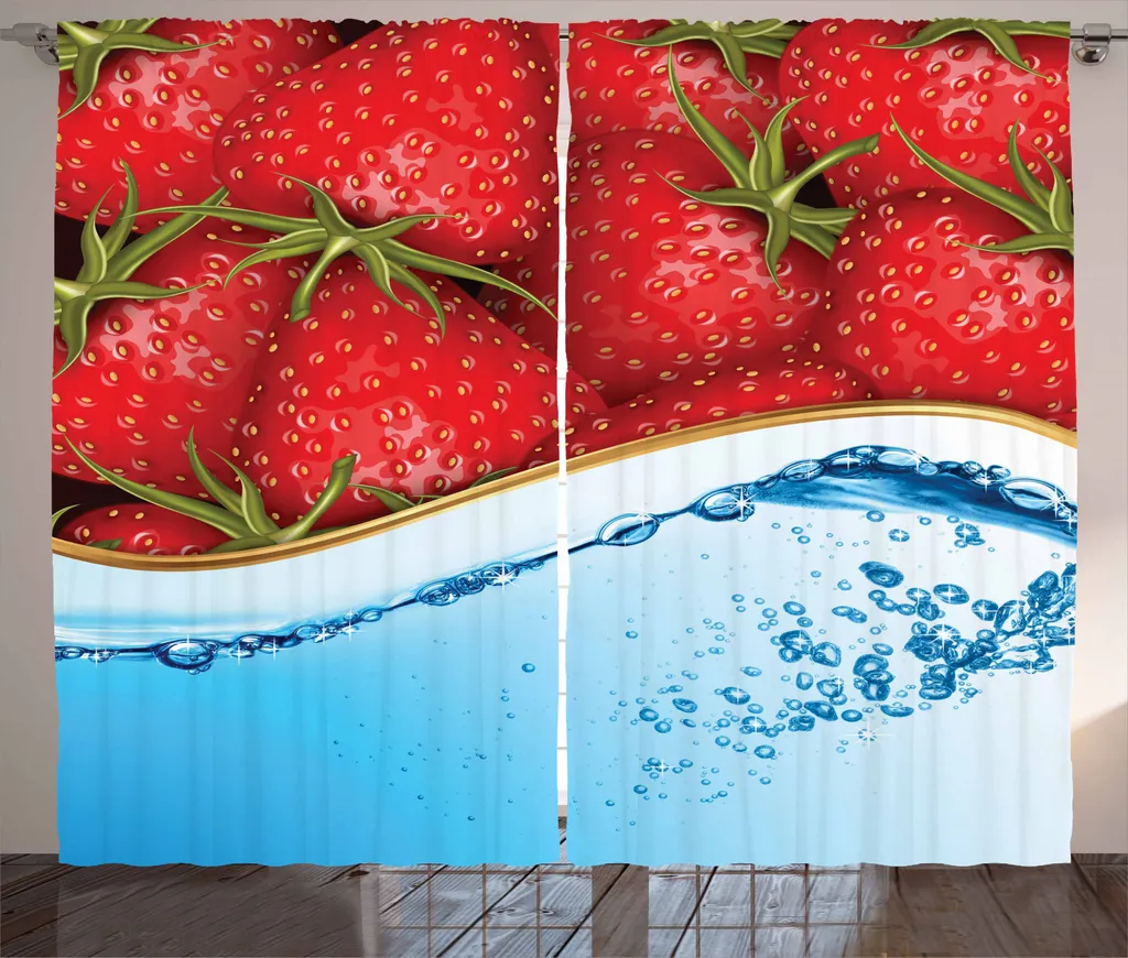 Rideaux de salon universels à boucles motifs fruits d'été 280 x 225 cm