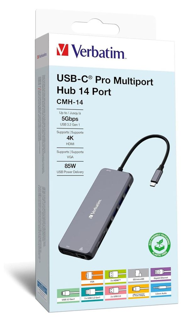 Verbatim 16105448, USB Typ-C, HDMI, VGA, RJ-45, USB 2.0, Produktbild 