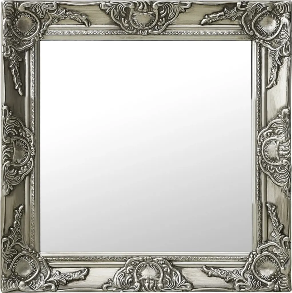 The Living Store Specchio da parete in stile barocco 50x50 cm Argento