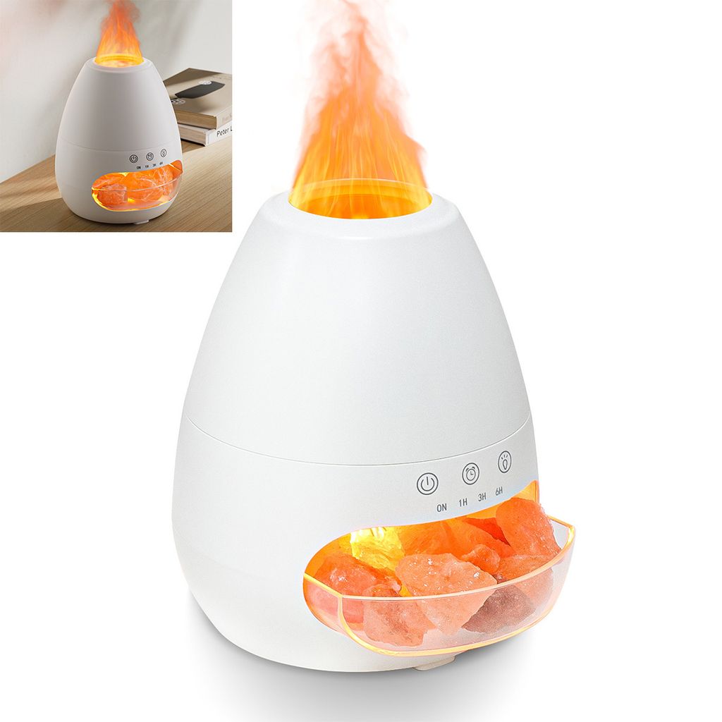2-in-1 Aroma Diffuser & Salt Range Pakistan Leuchte, Flammeneffekt Diffusor für ätherische Öle,Kühler Nebel Luftbefeuchter mit 3-Helligkeit,200ml