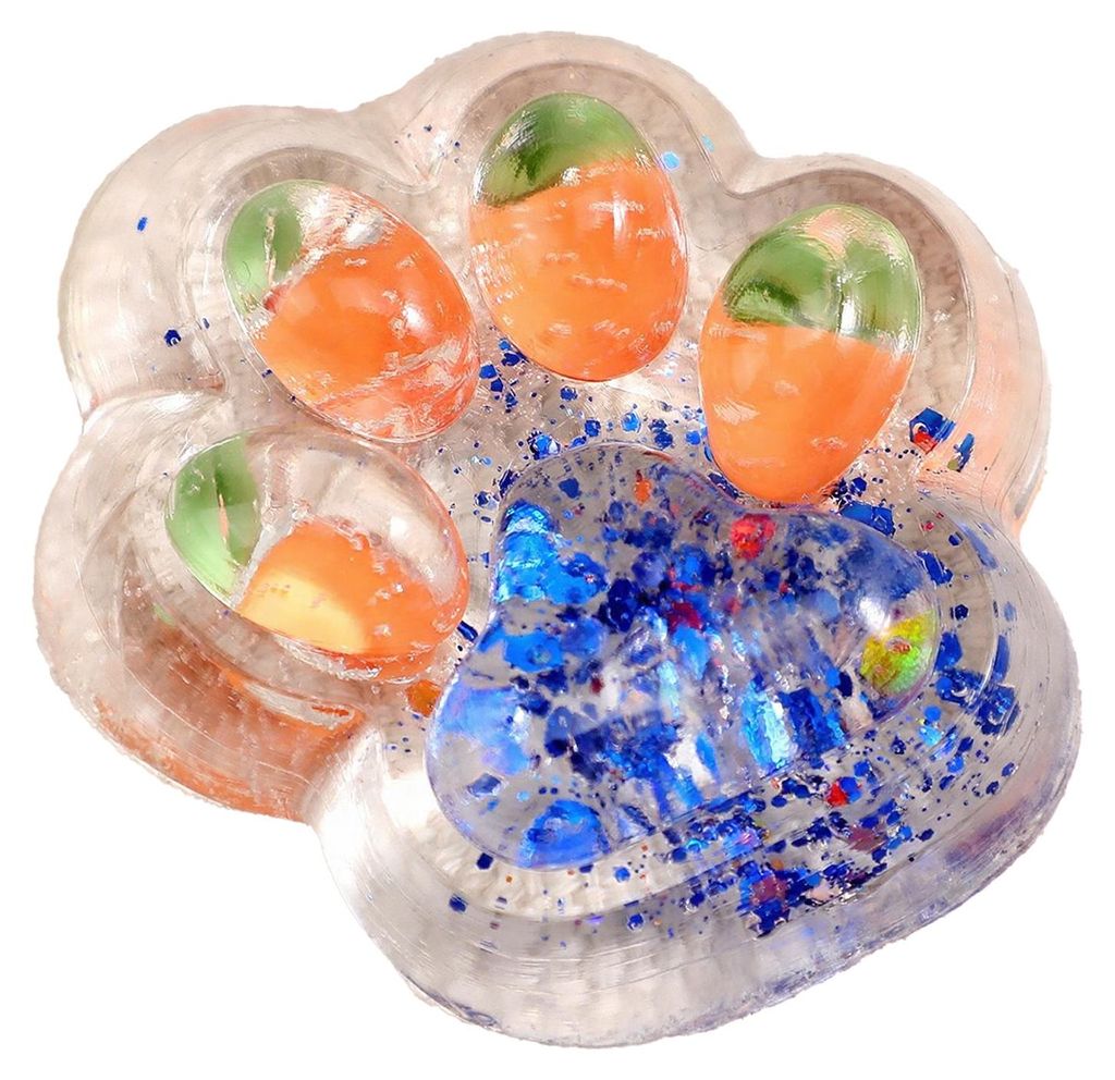Durchsichtiges Katzenpfoten-Quetschspielzeug, Stressabbau, Erdbeere, Traube, Kirsche, Karotte, Ananas, Glitzer, Katzenpfote, sensorisches Spielzeug...