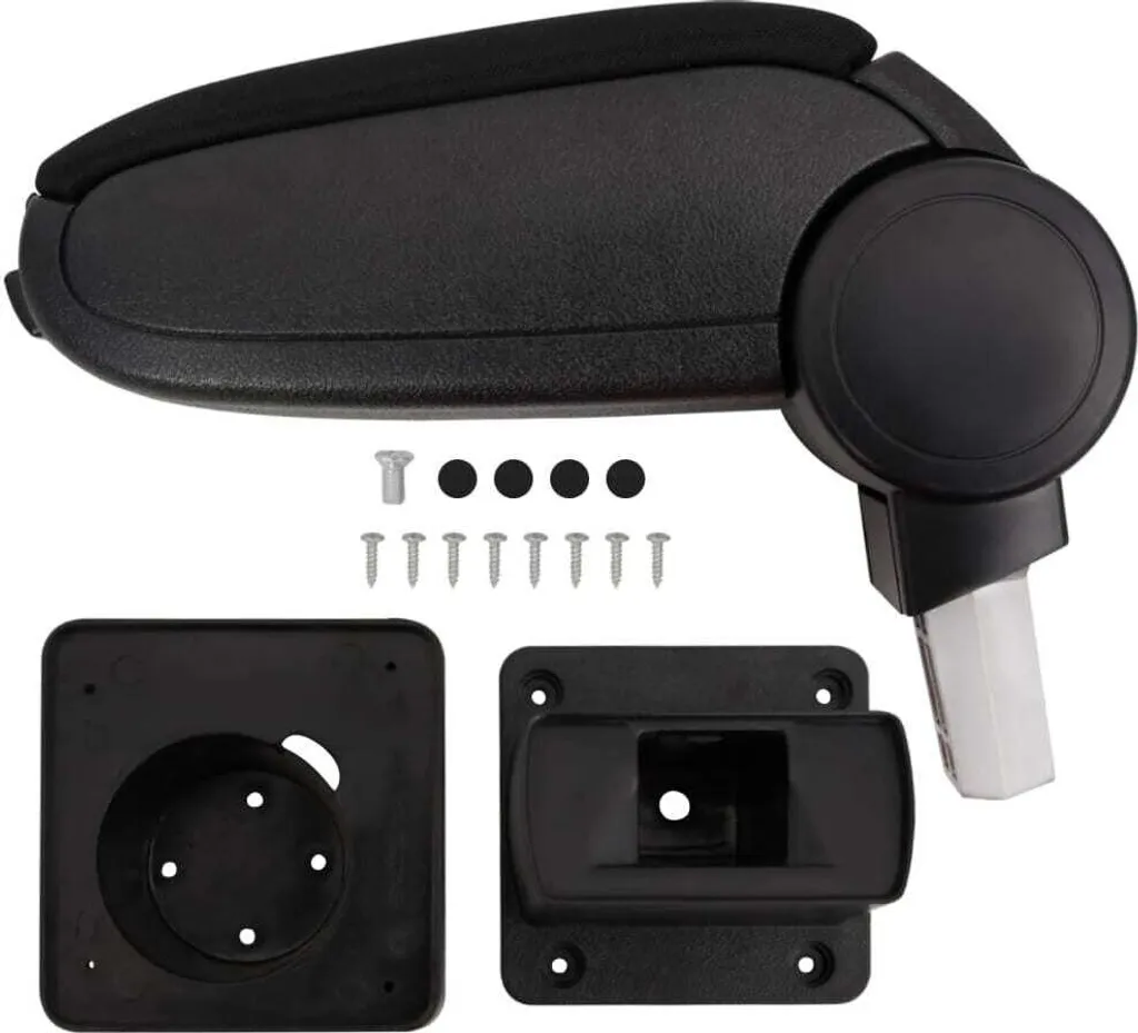 Accoudoir auto ajustable noir en ABS robuste 13x31,5 cm hauteur 29-51 cm