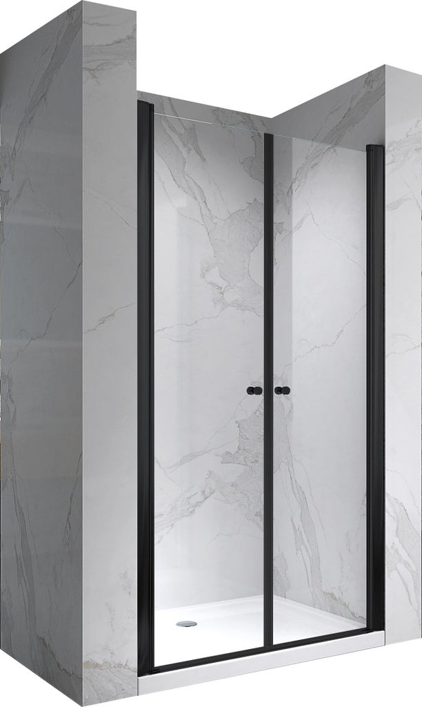 i-flair Duschtür 100-104 cm - Höhe: 195 cm, schwarze Duschabtrennung aus durchsichtigem 6 mm ESG Sicherheitsglas mit Nanobeschichtung