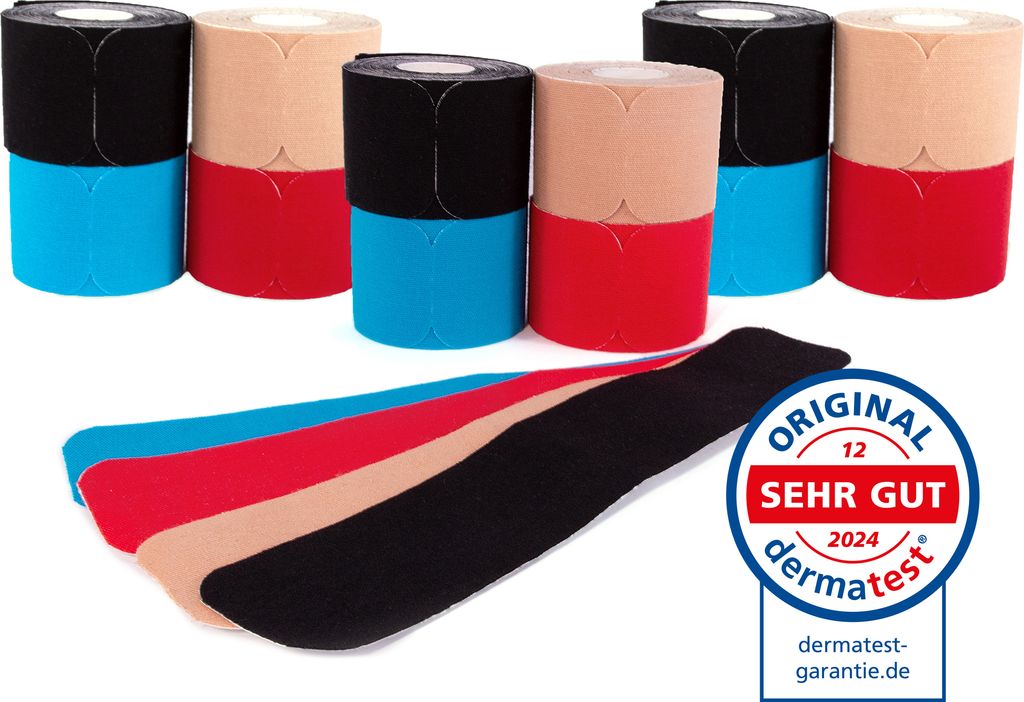 axion Kinesiologie-Tape PRECUT 12er Mix-Set, je 20 vorgeschnittene Sport Tapes 25 x 5 cm