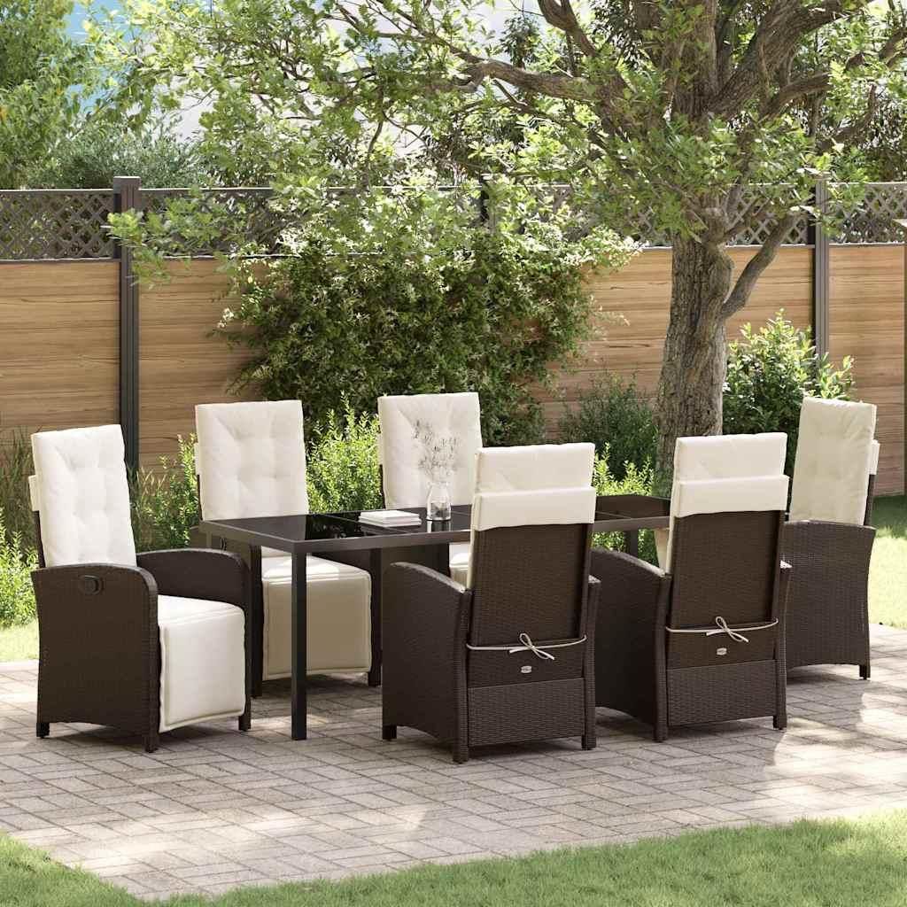 Maison Exclusive - Garten Essgruppe mit Kissen 7 pcs Braun Poly-Rattan