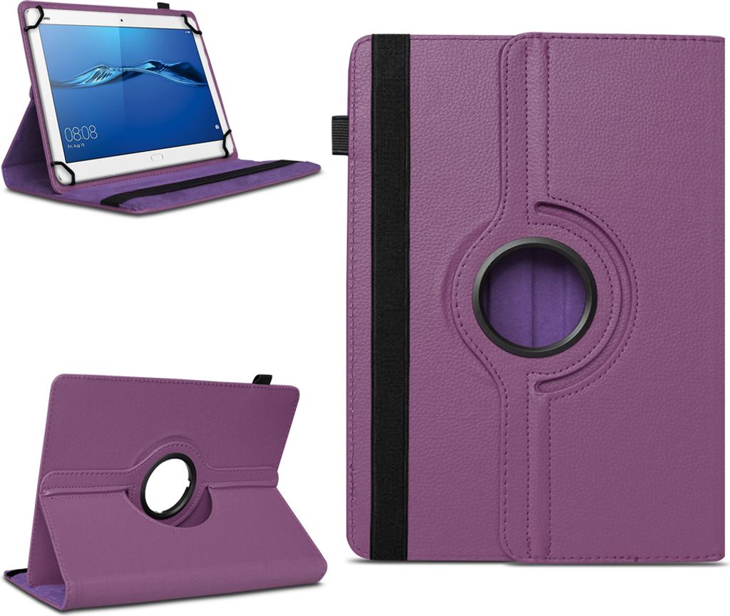 Tablet Hülle für Huawei MediaPad T1 T2 T3 T5 10 Tasche Case 360 Drehbar CoverFarben:Lila