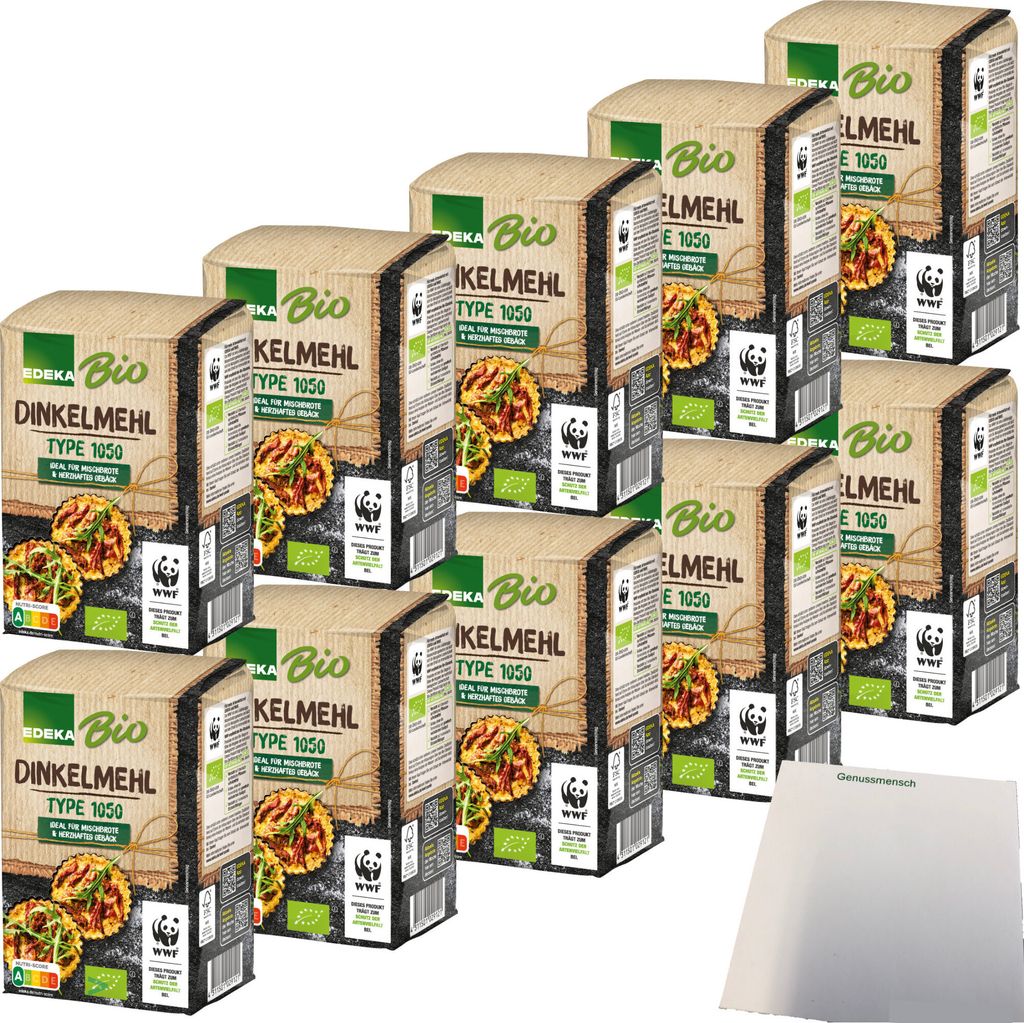 Edeka Dinkelmehl Type 1050 ideal für Mischbrote und herzhaftes Gebäck VPE (10X1kg Packung) + usy Block