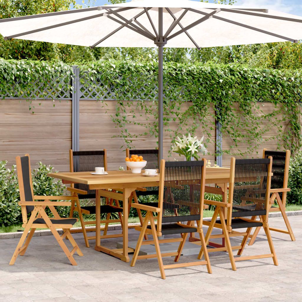 Maison Exclusive - 7-tlg. Garten-Essgruppe Polypropylen und Massivholz Schwarz