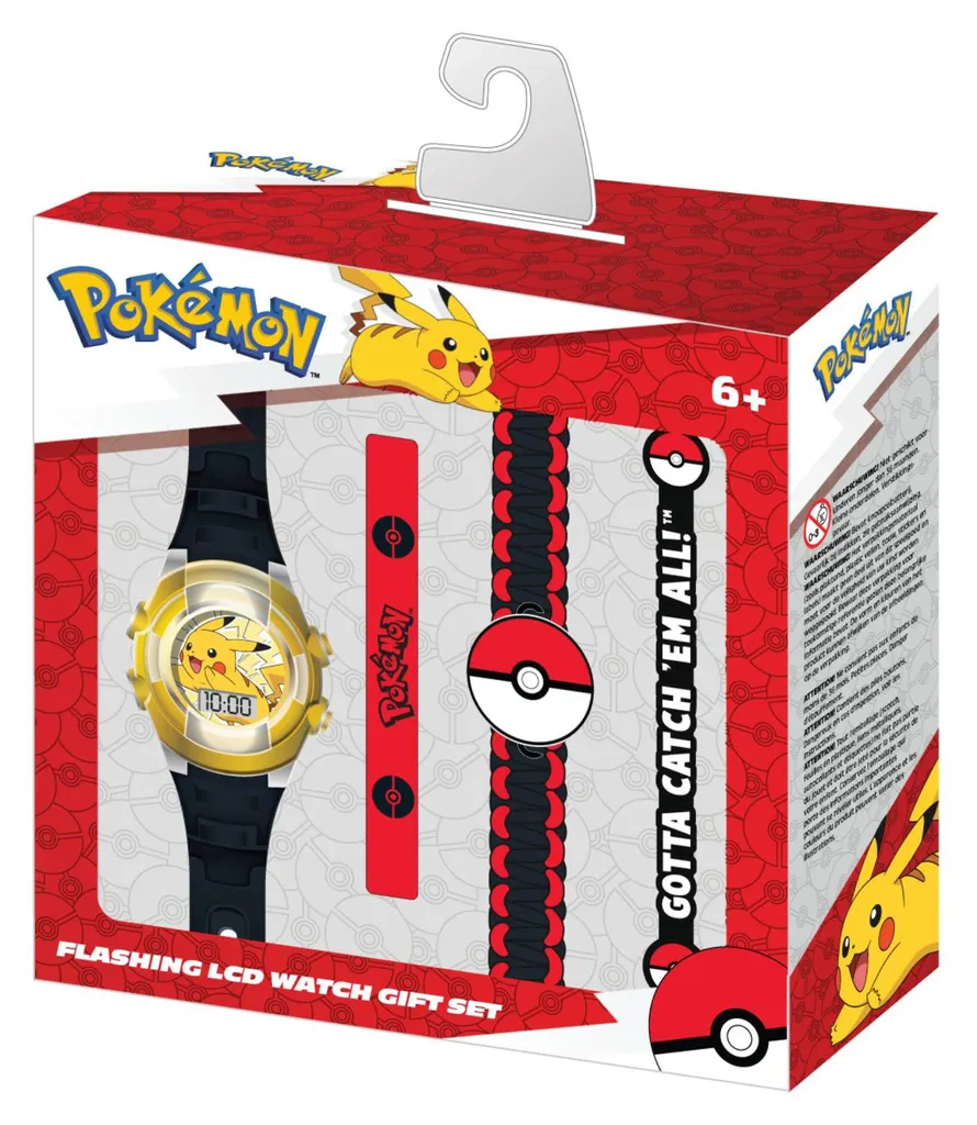 Montre Pokémon clignotante à affichage digital et pack multi-bracelets
