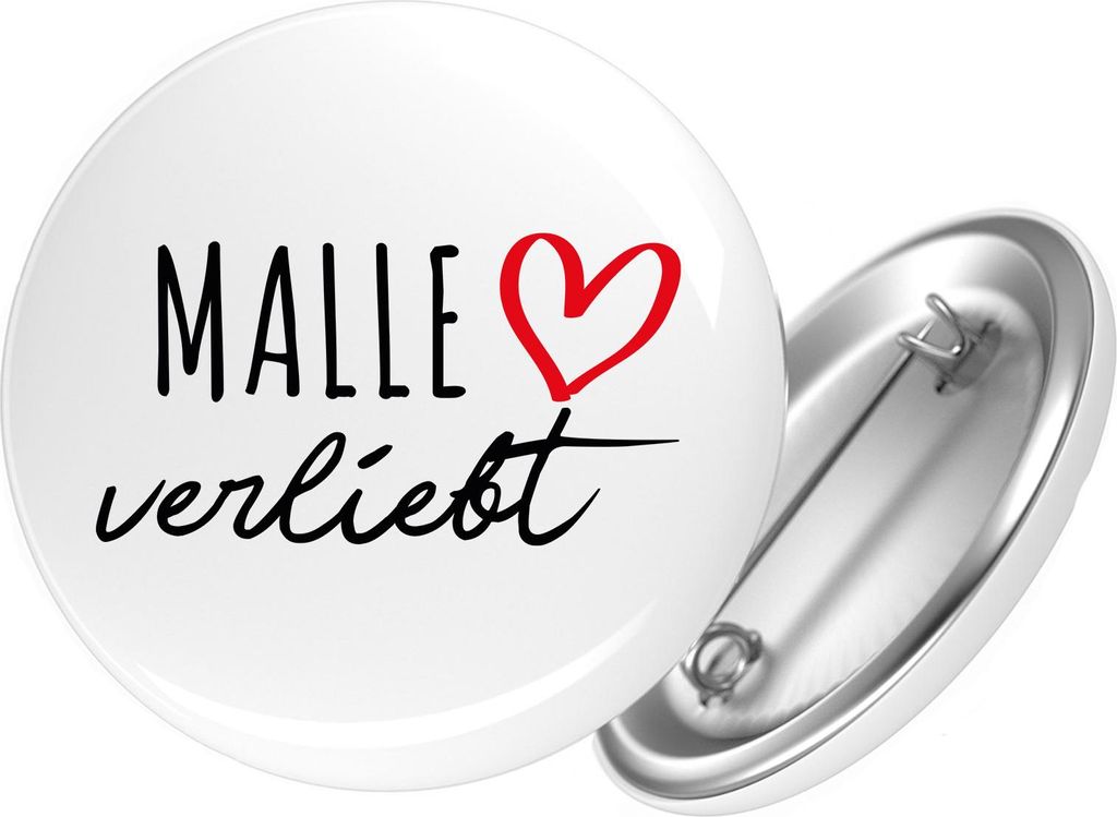Huuraa Button Malle verliebt 25mm rund mit Sicherheitsnadel Ansteckbutton Geschenkidee