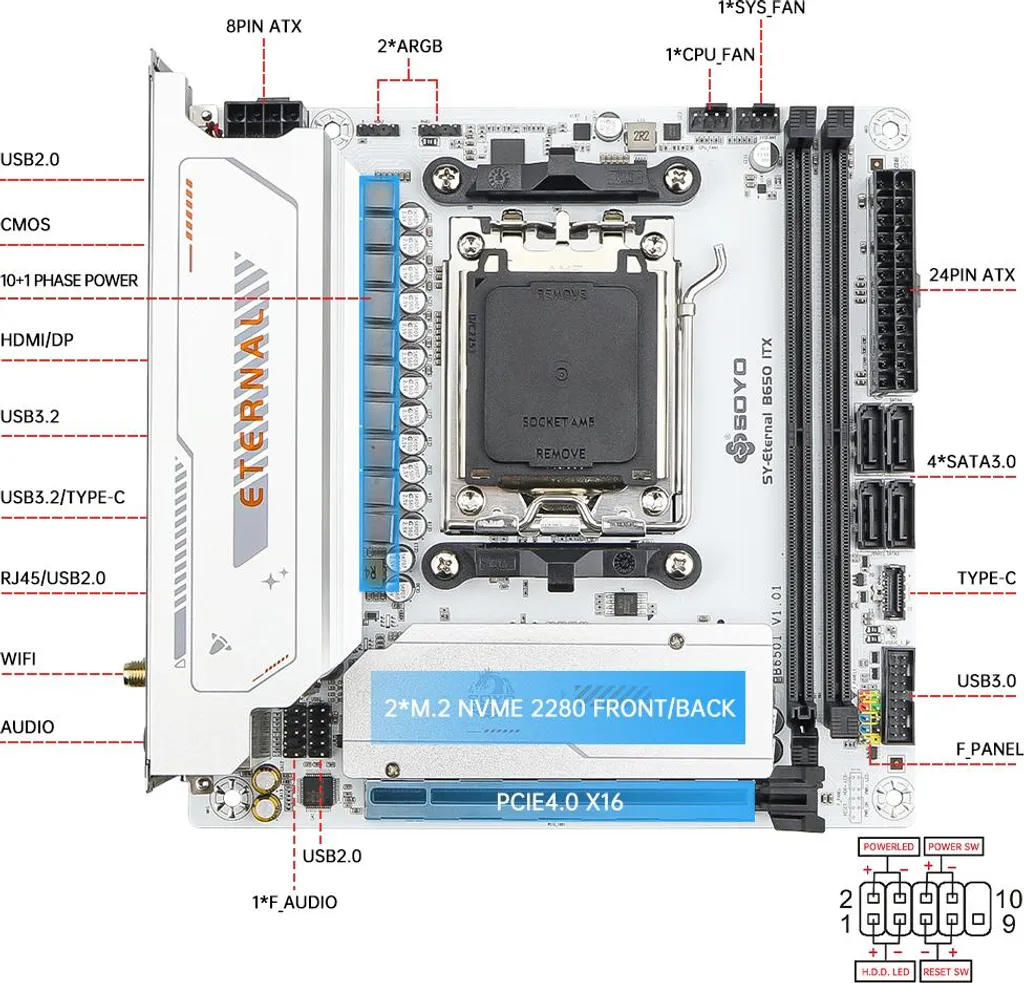 Carte mère de jeu AMD B650 haute vitesse compatible mémoire vive DDR5 - 5