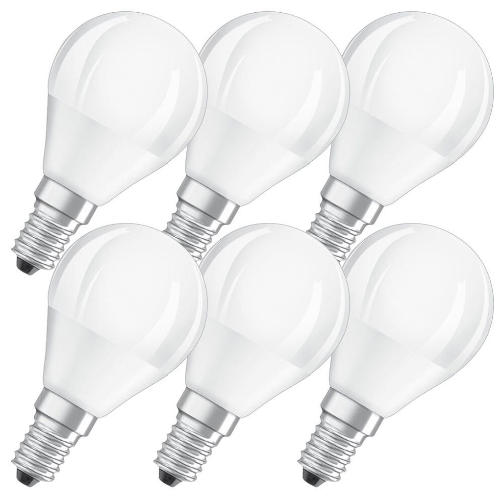 6 x Osram LED Leuchtmittel P45 Tropfen 5,5W = 40W E14 matt Produktbild 