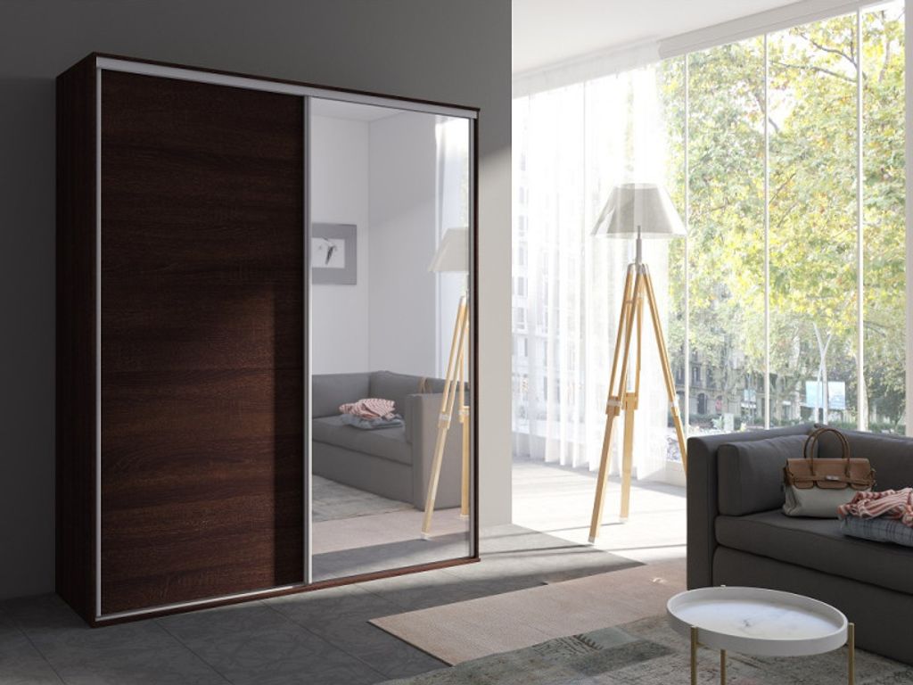 Spiegelschrank 204 cm AMBOY 2 - Sonoma-Eiche, Schokoladenbraun