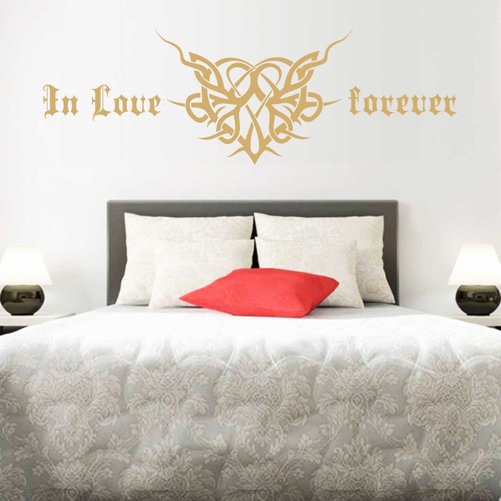 Wandtattoo - Wandaufkleber - Wandtattoo "In Love Forever" - 177cm x 58cm gold - Dekoration Küche Wohnzimmer Wand