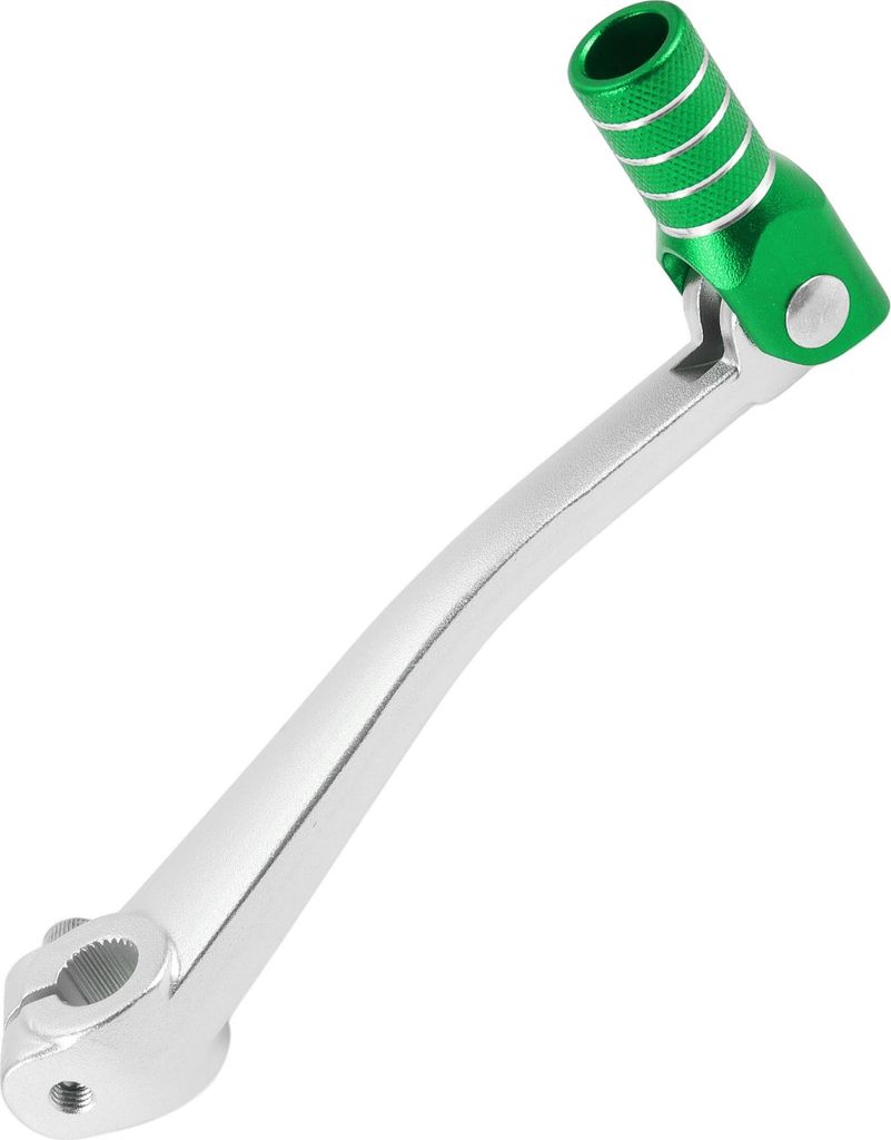Faltbarer Motorrad-Gangschalthebel für Bosuer 125 Aluminiumlegierung Pedalschalthebel Silberton Grüner Kopf mit Silberton Ring
