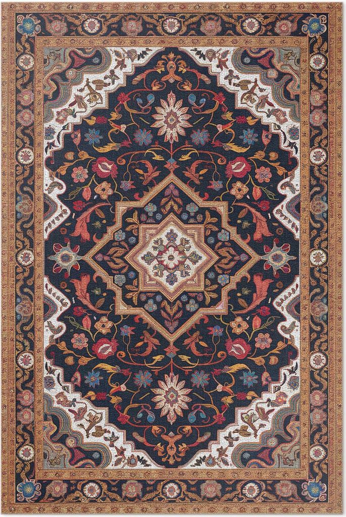 Reiche florale Ornamente im persischen Stil – Vinyl Fußmatte – 140x210 cm – Rutschfest, Pflegeleicht & Langlebig