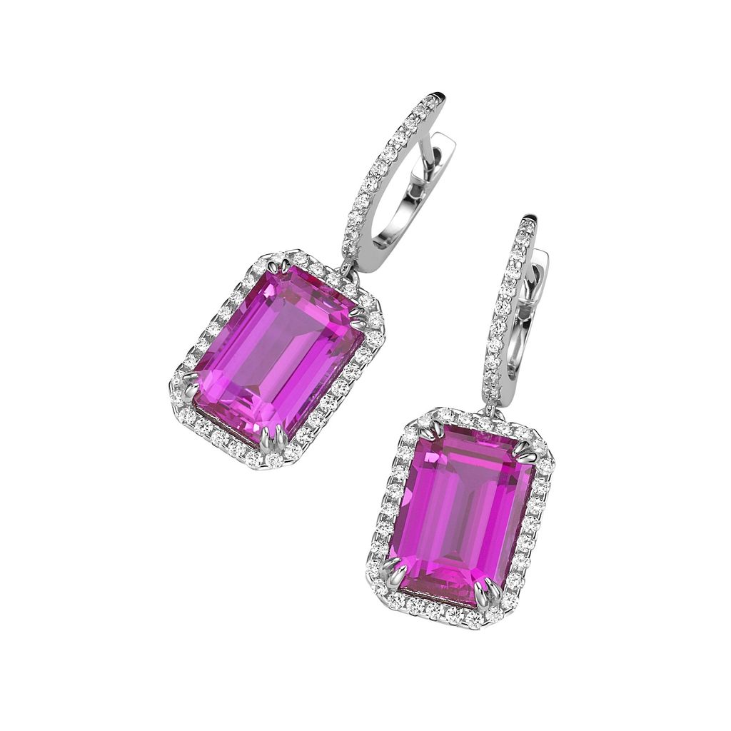 Creolen Giorgio Martello Milano mit Ziersteinen, Silber 925 Pink 3 cm