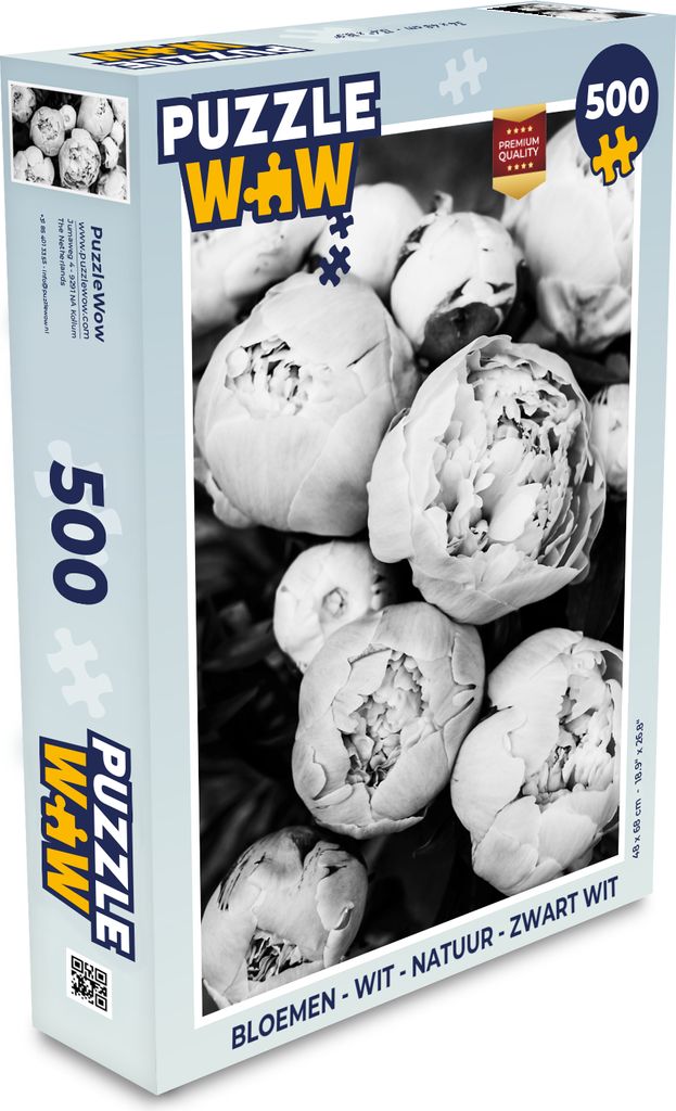 MuchoWow Puzzle 500 Teile Blumen - Weiß - Natur - Schwarz und Weiß - Denken - Spiel - Toy