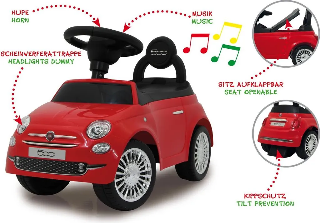 Fiat 500 rouge : voiture à pédales pour enfant au design italien chic
