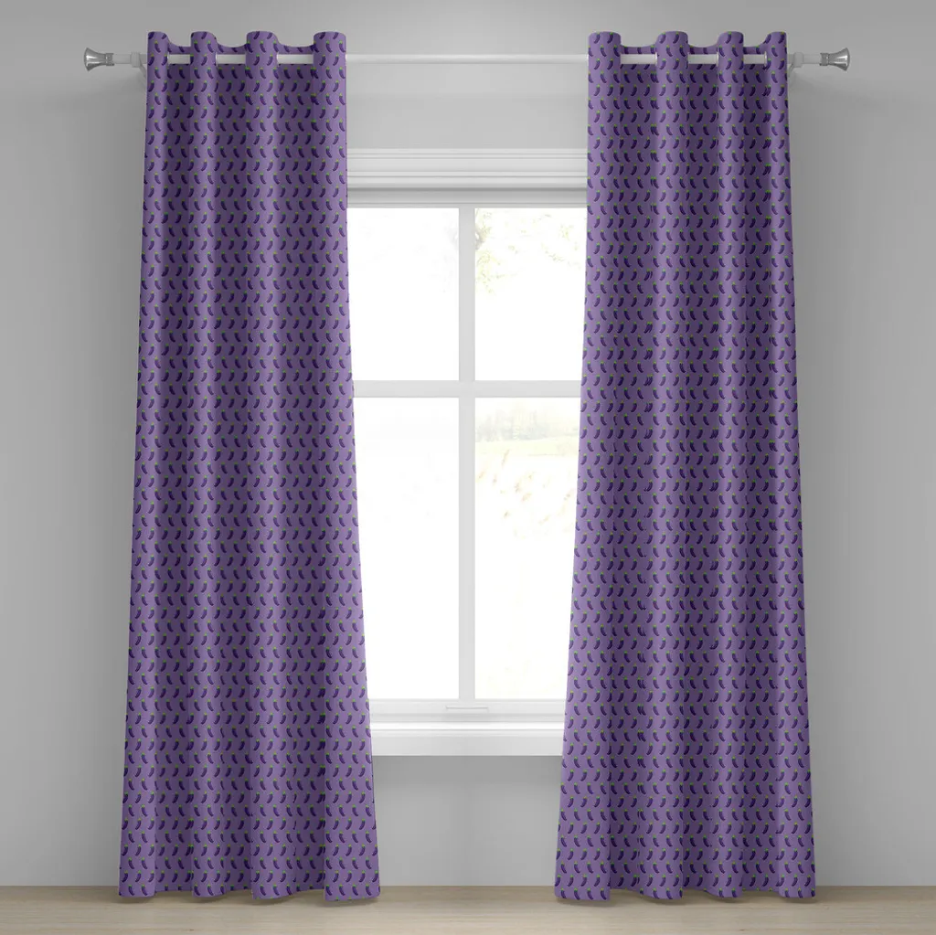 ABAKUHAUS Tenda con occhielli a forma di melanzana, appetitose melanzane in , cibo vegano simmetrico, ingredienti freschi e sani, tende decorative a 2 pannelli per finestre, 280 cm x 175 cm, viola lilla