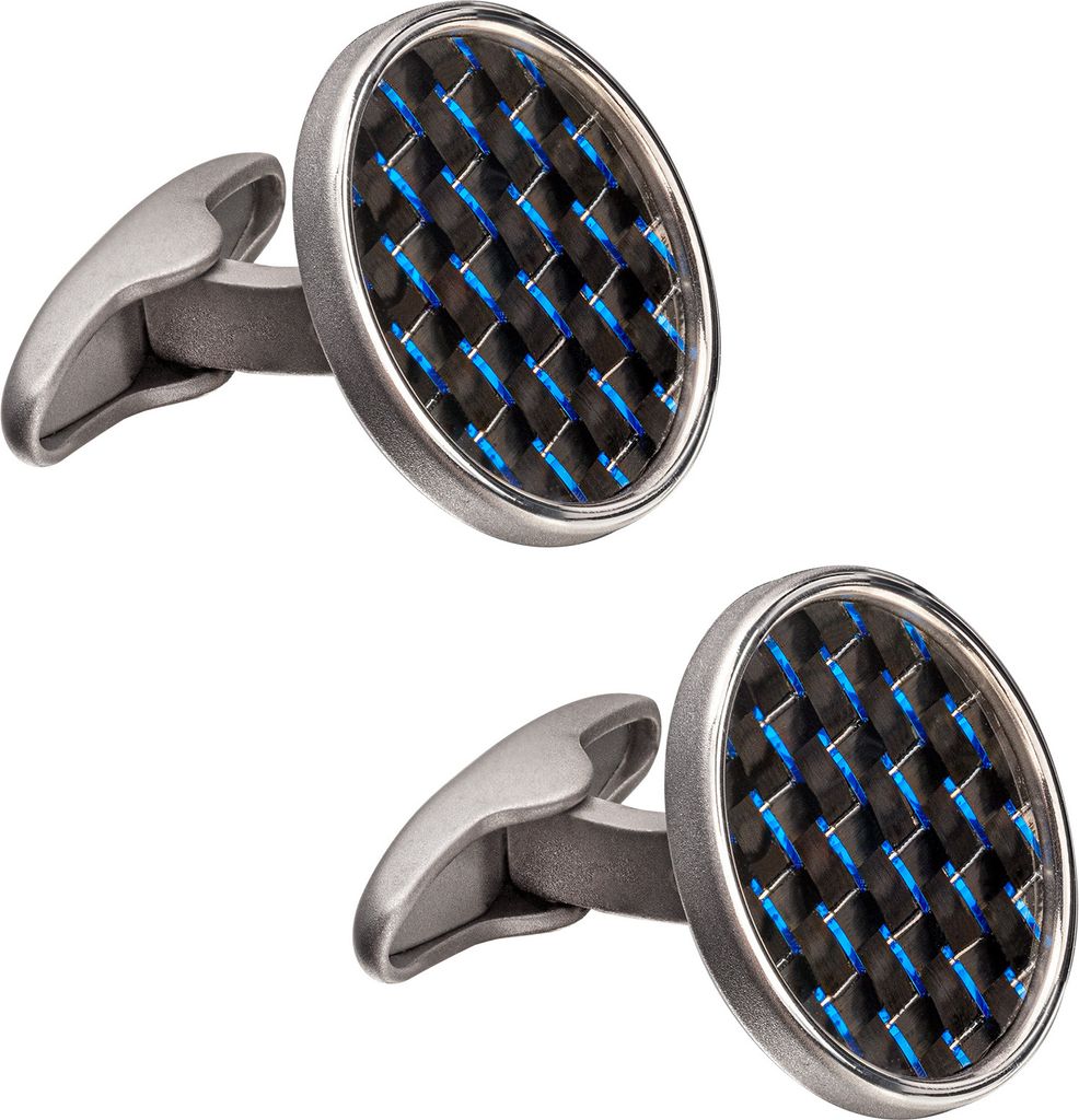 Silber Manschettenknöpfe Herren 925 Silber mit 3D Kohlenstoffstahl für ein perfektes luxeriöses Business-Outfit